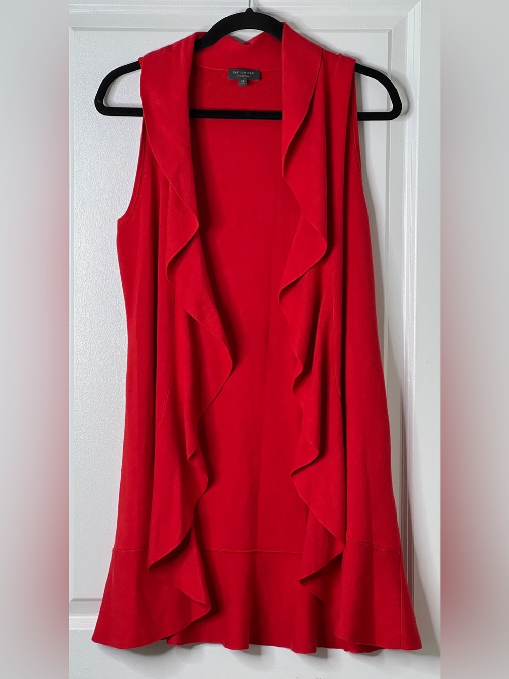 The Limited Collection Red Sleeveless Ruffle Cardigan XS